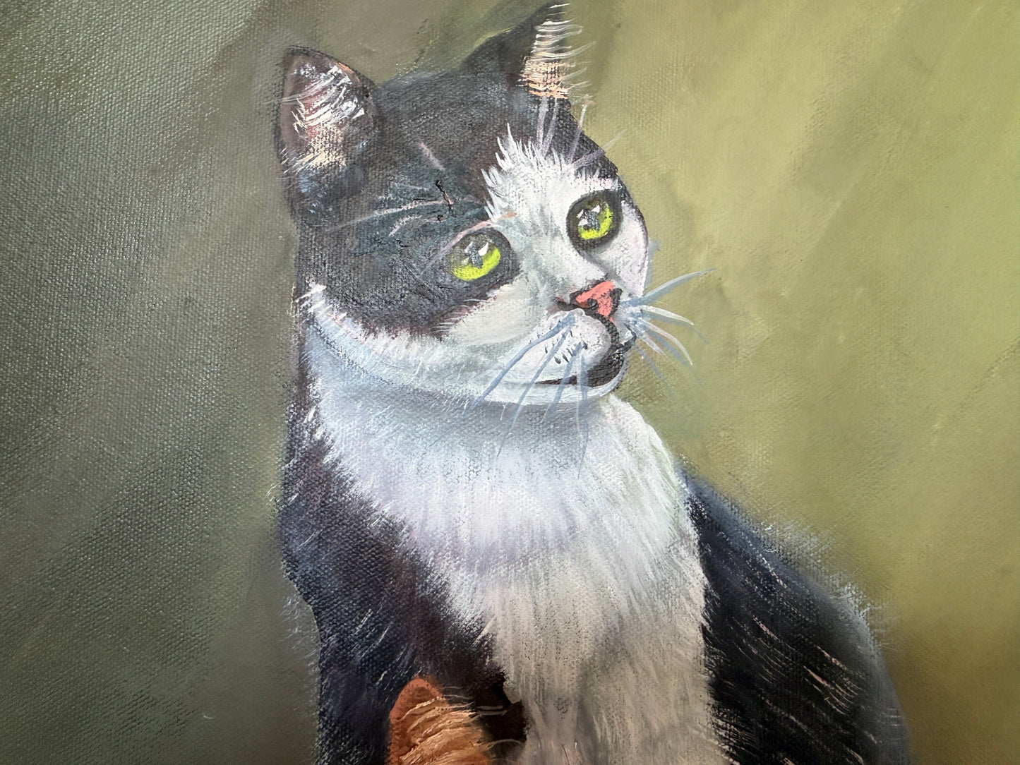 Signed Oil Painting of Three Cats, Cat Lover Wall Art, Framed Feline Portrait