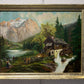 Vintage oil painting on canvas by Anna, Farm Landscape, Framed