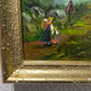 Vintage oil painting on canvas by Anna, Farm Landscape, Framed