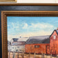 V. Caskey Coastal Harbor Vintage Oil Painting Signed 1975 Maritime Seascape Art