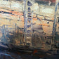 V. Caskey Coastal Harbor Vintage Oil Painting Signed 1975 Maritime Seascape Art