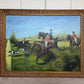 Huge Equestrian Fox Hunt Oil Painting, English Hunting Scene Art, Framed, Signed