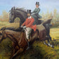 Huge Equestrian Fox Hunt Oil Painting, English Hunting Scene Art, Framed, Signed