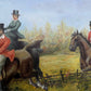 Huge Equestrian Fox Hunt Oil Painting, English Hunting Scene Art, Framed, Signed