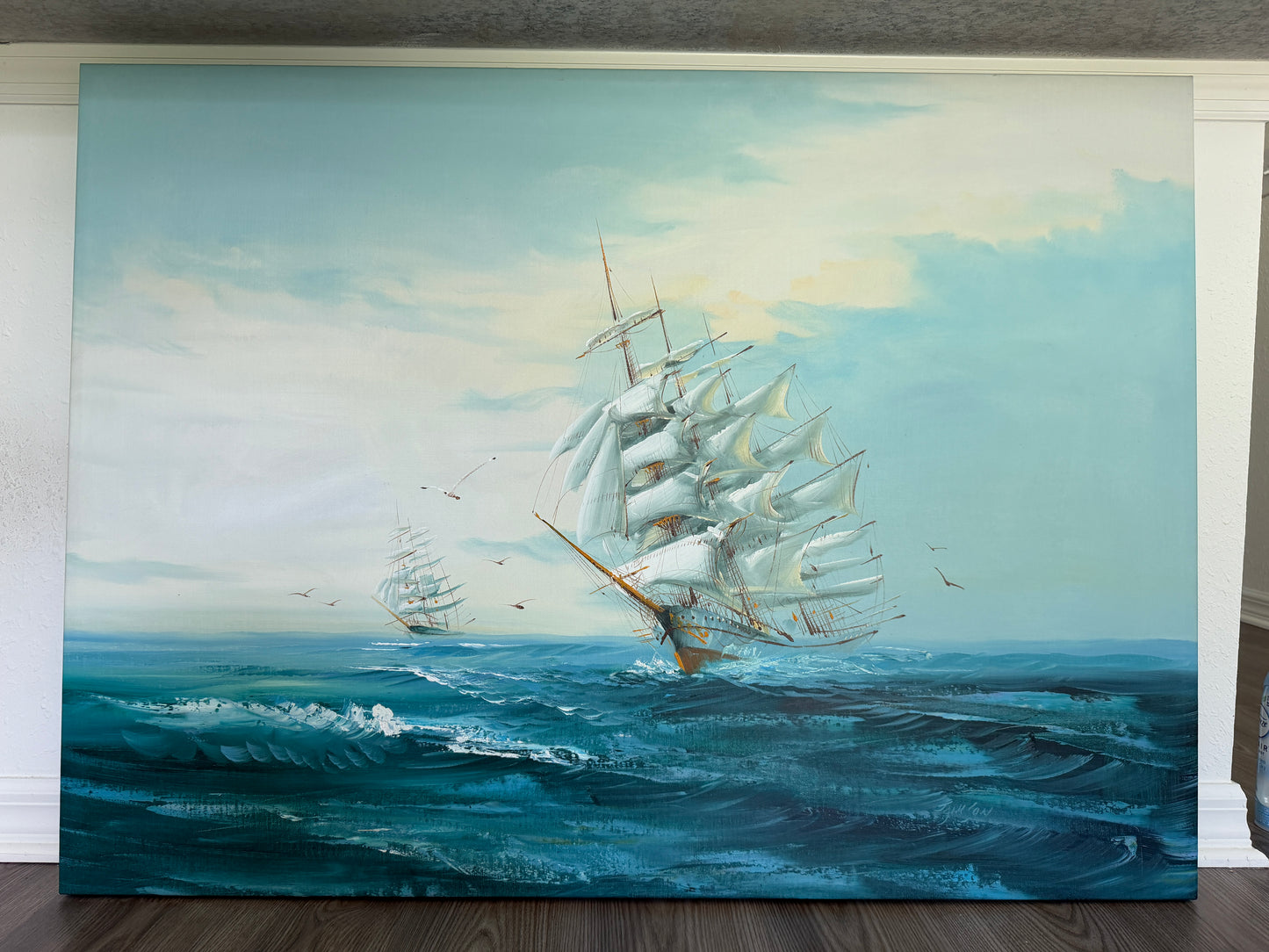 Listed Artist Hewett Jackson Original Oil Painting | Tall Ship Seascape | Large