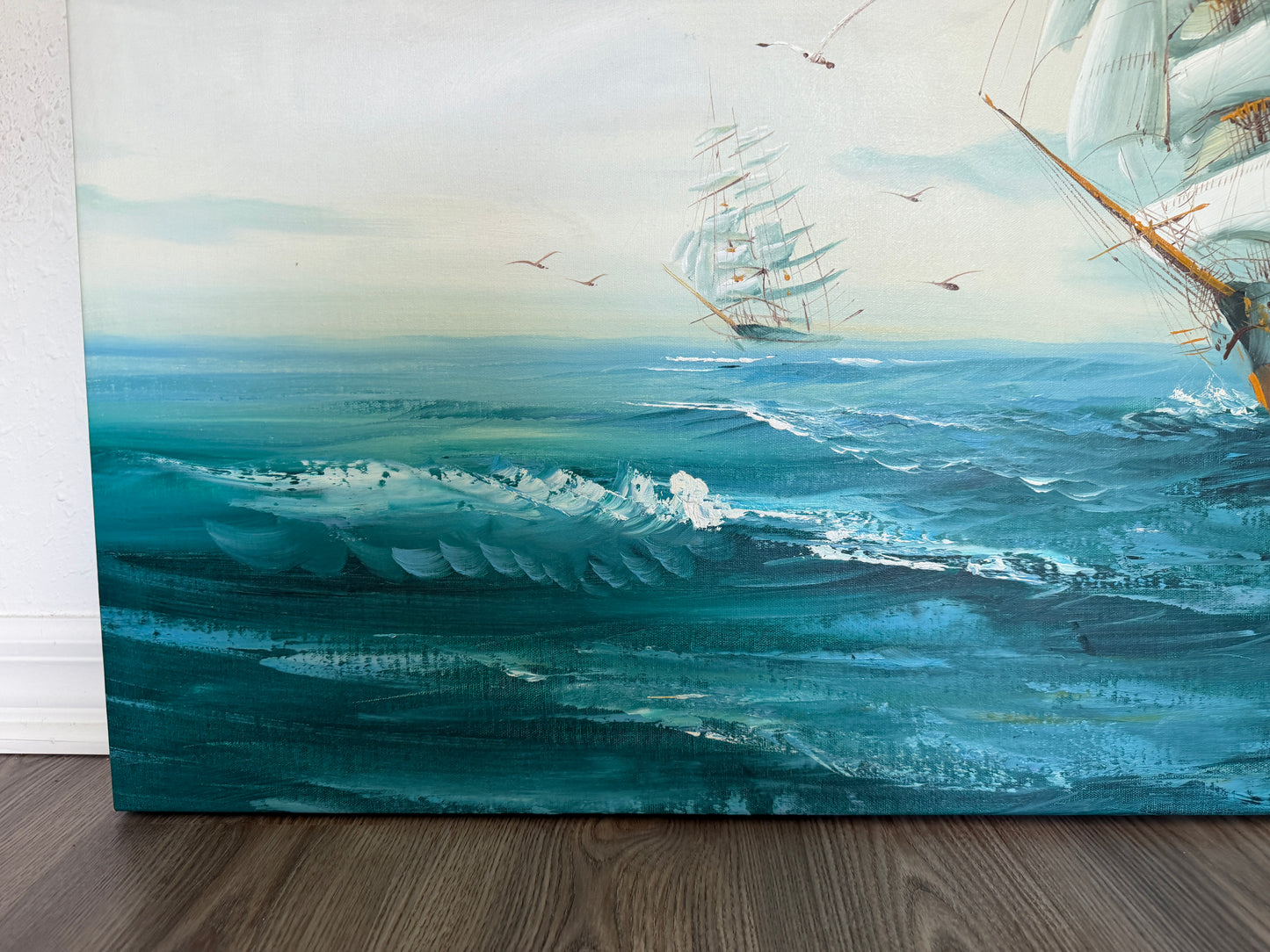 Listed Artist Hewett Jackson Original Oil Painting | Tall Ship Seascape | Large