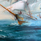Listed Artist Hewett Jackson Original Oil Painting | Tall Ship Seascape | Large