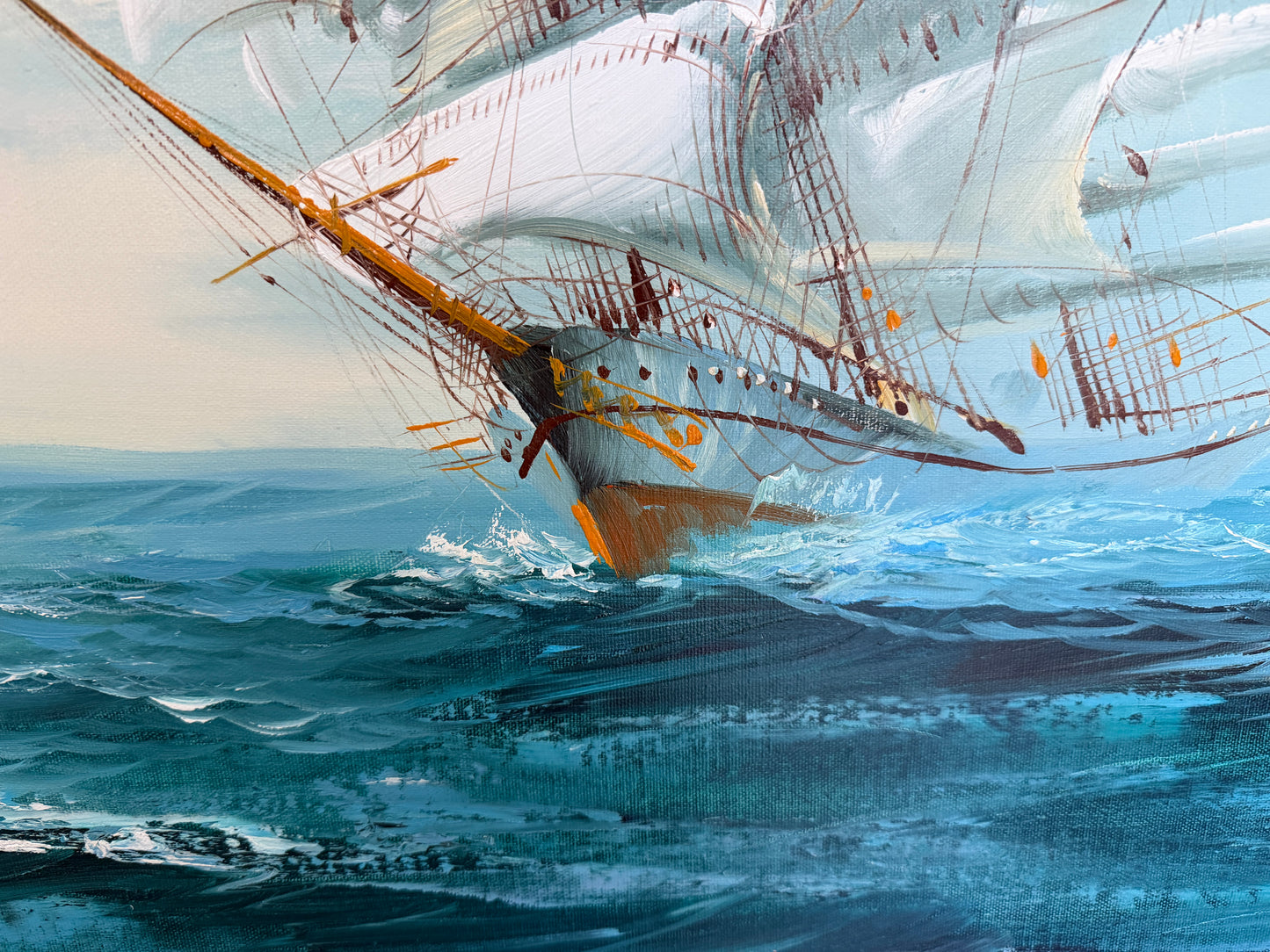Listed Artist Hewett Jackson Original Oil Painting | Tall Ship Seascape | Large