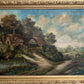 Antique Oil Painting Countryside Cottage Landscape Signed M.D. Chin – Framed