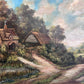 Antique Oil Painting Countryside Cottage Landscape Signed M.D. Chin – Framed