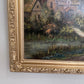 Antique Oil Painting Countryside Cottage Landscape Signed M.D. Chin – Framed