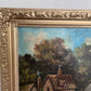 Antique Oil Painting Countryside Cottage Landscape Signed M.D. Chin – Framed
