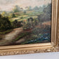 Antique Oil Painting Countryside Cottage Landscape Signed M.D. Chin – Framed