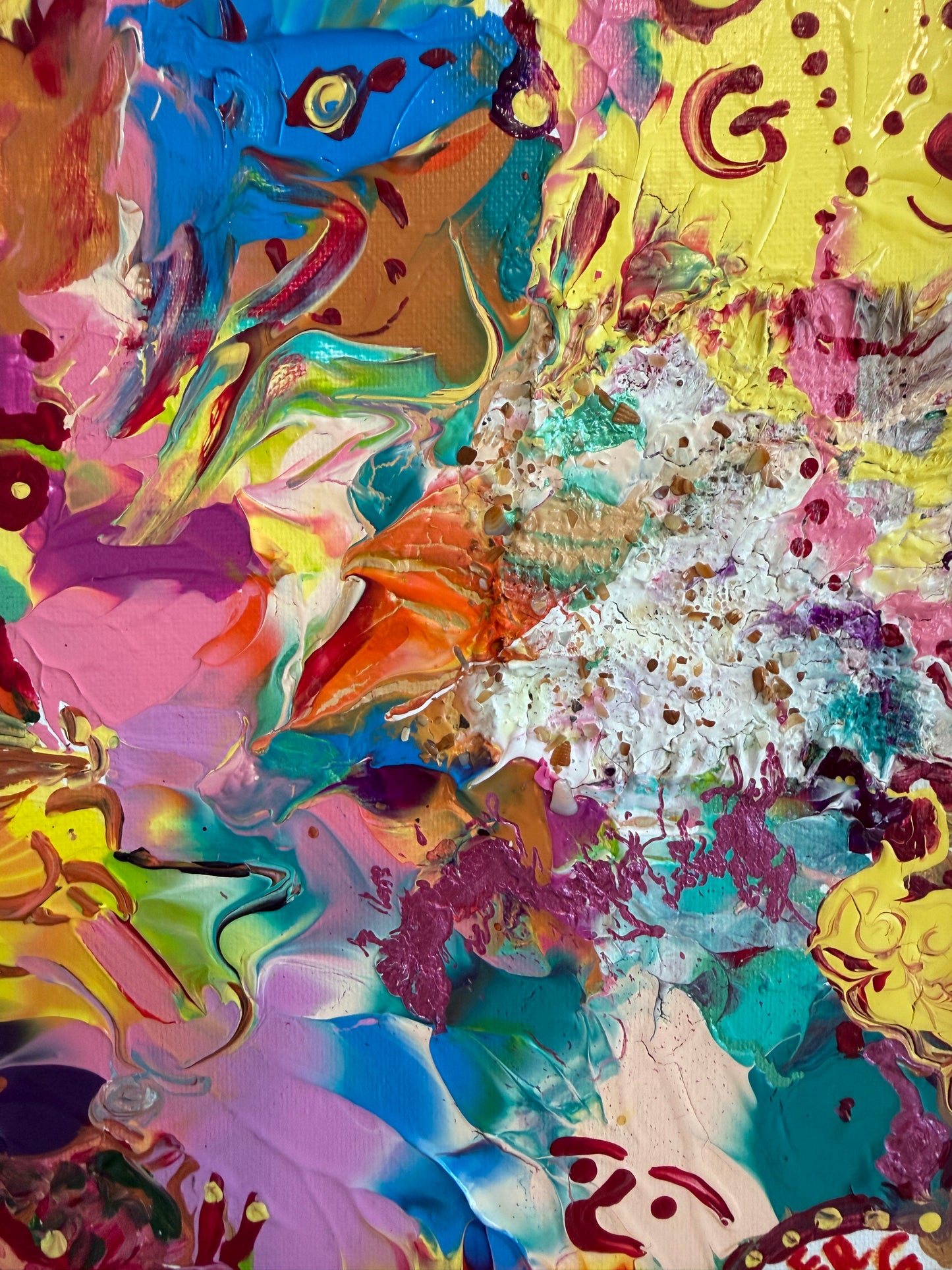 Serg Graff "Fabric of Joy" Abstract Painting Acrylic on Canvas Framed Art, COA