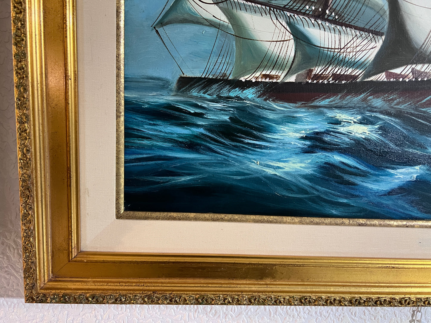 Original Oil painting on canvas, seascape, Sailing Ship, signed, framed