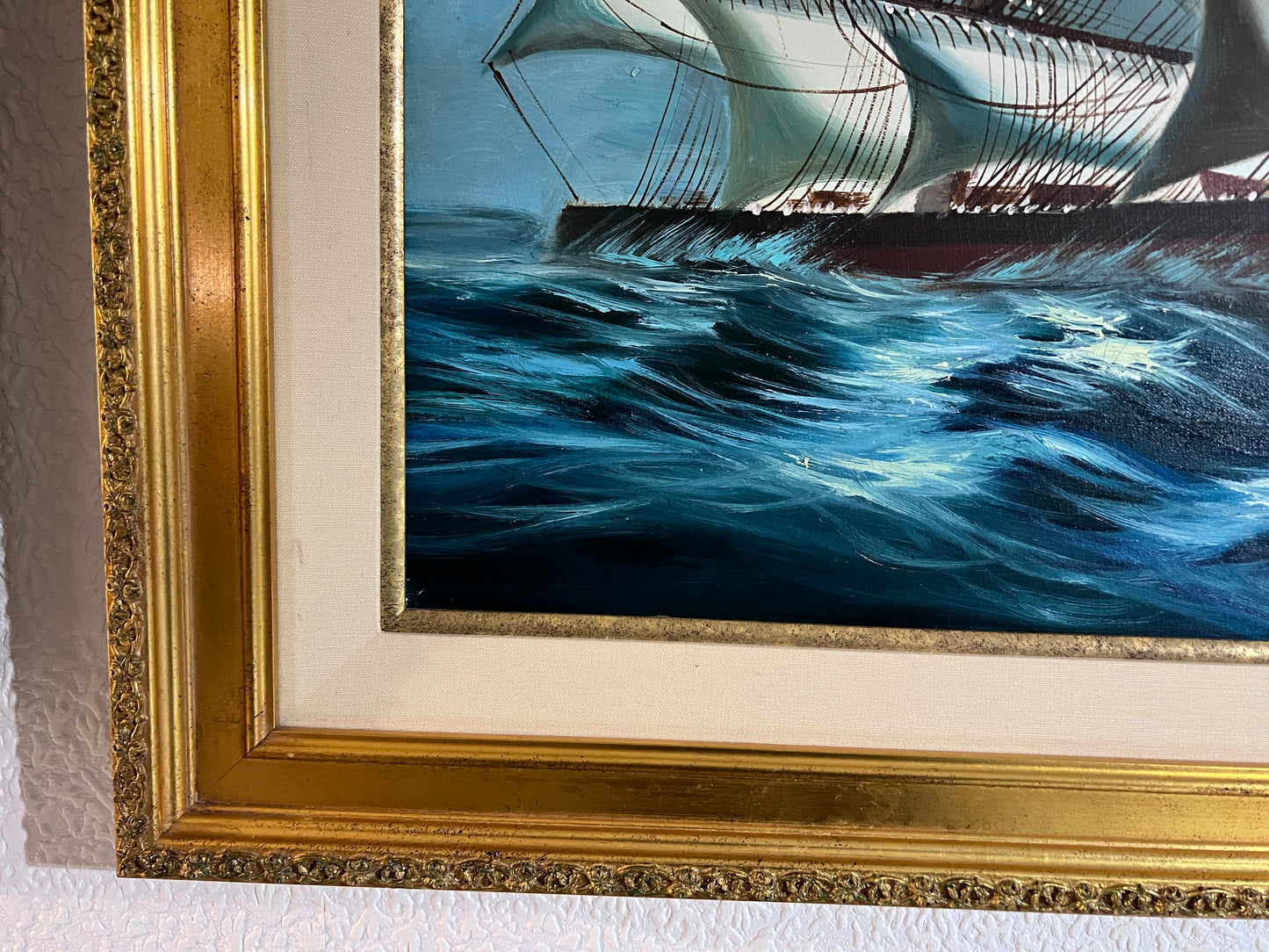 Original Oil painting on canvas, seascape, Sailing Ship, signed, framed