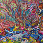 Large Abstract Painting on Canvas "Funny Coloring Pages" by Serg Graff, COA