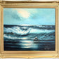 Roal English Seascape Oil Painting Vintage Ocean Waves Coastal Marine Art