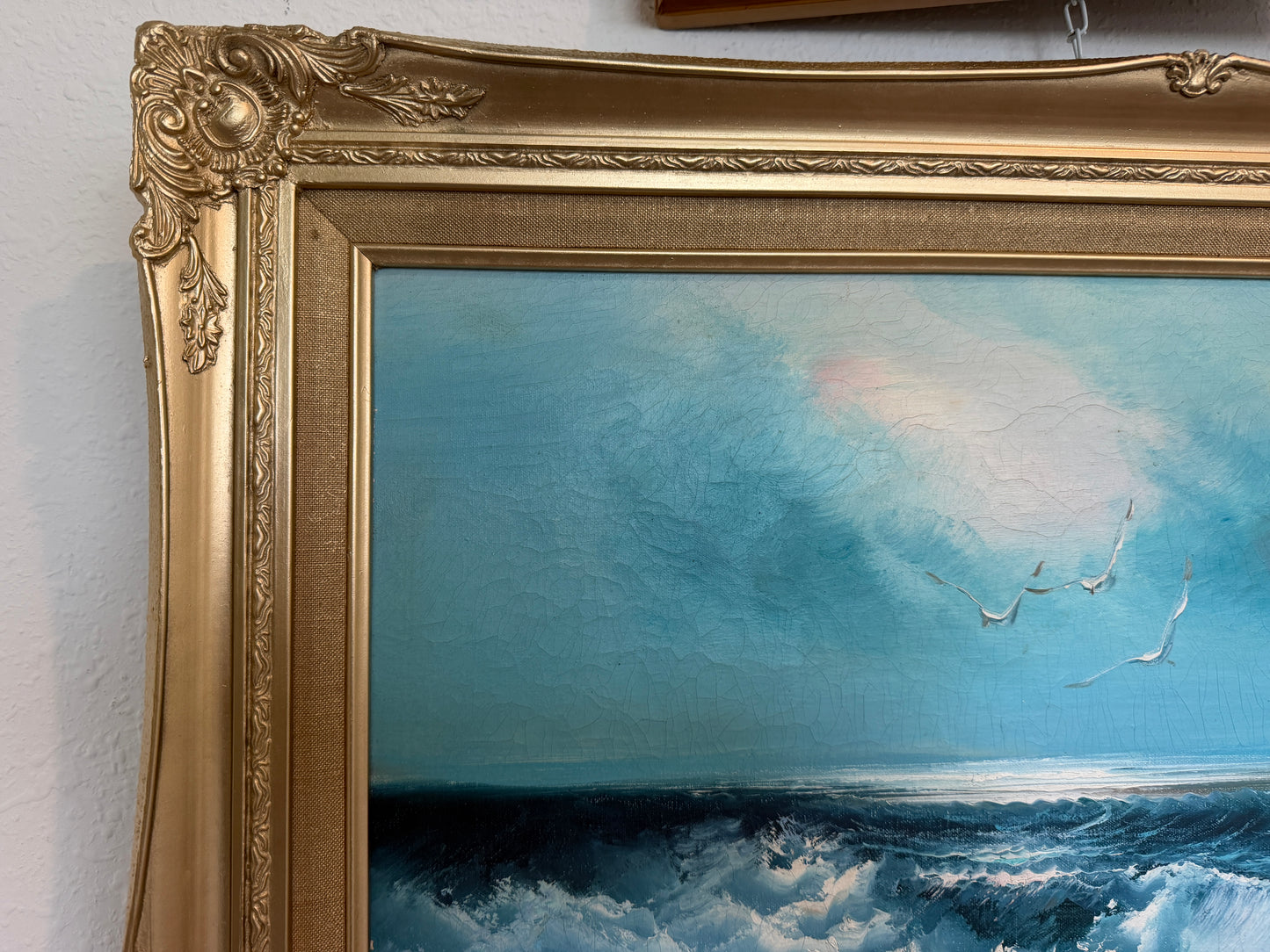 Roal English Seascape Oil Painting Vintage Ocean Waves Coastal Marine Art