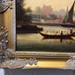 Original Antique 19th century Dutch Oil painting on canvas, Cityscape, Old town