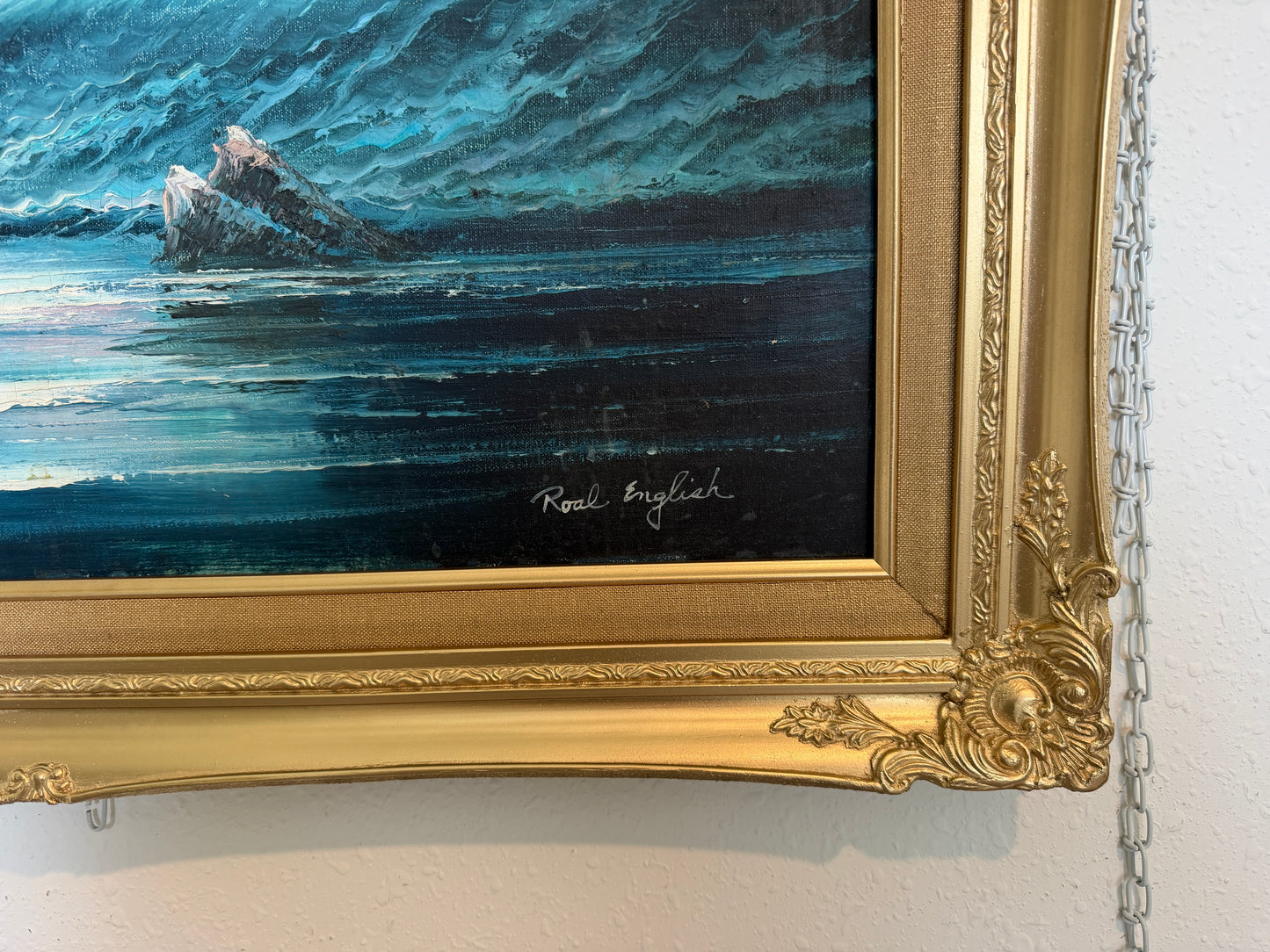 Roal English Seascape Oil Painting Vintage Ocean Waves Coastal Marine Art
