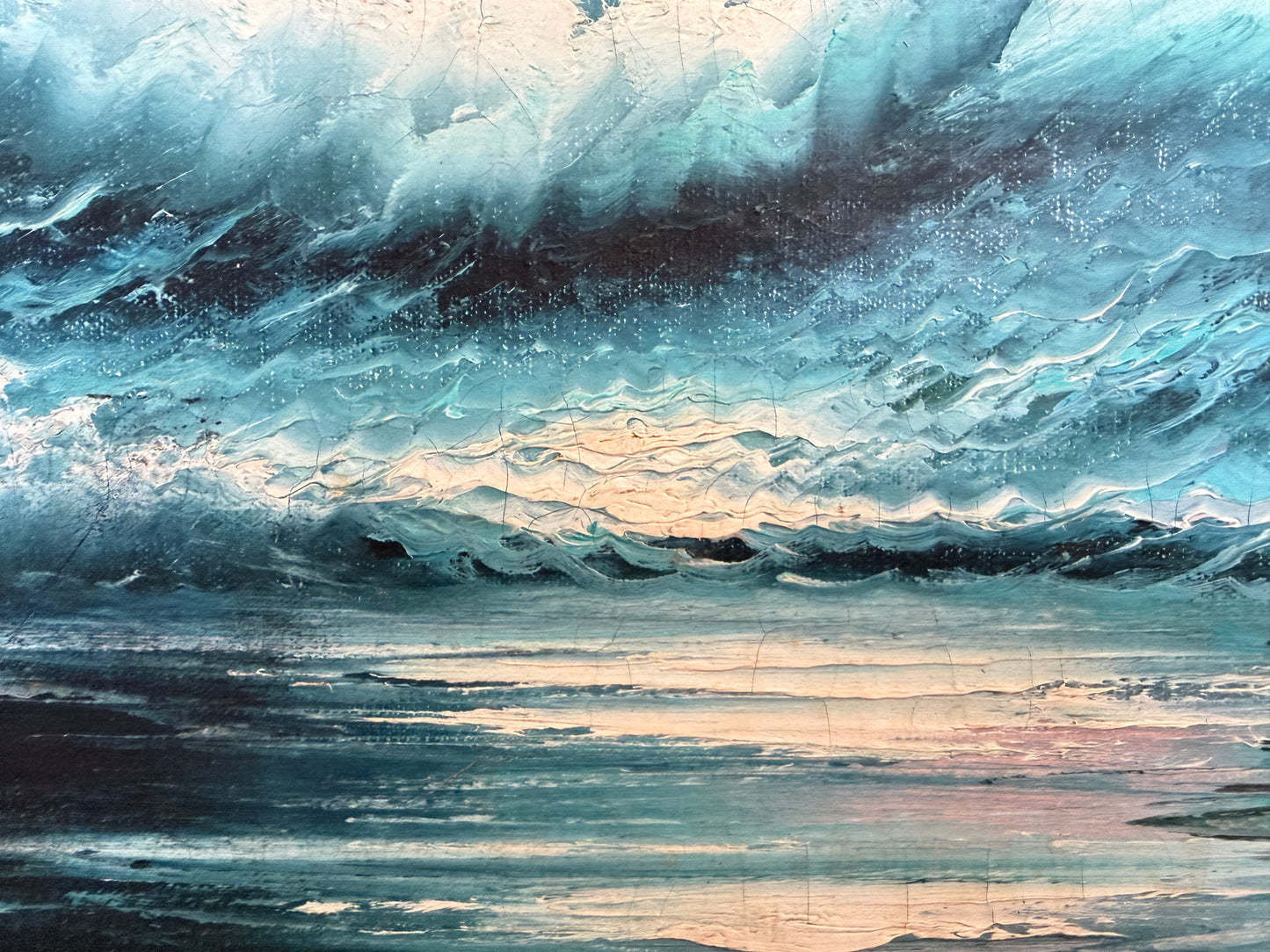 Roal English Seascape Oil Painting Vintage Ocean Waves Coastal Marine Art