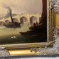 Original Antique 19th century Dutch Oil painting on canvas, Cityscape, Old town