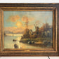 Antique European Romantic Lakeside Landscape with Windmill, attr. to H. Volpini
