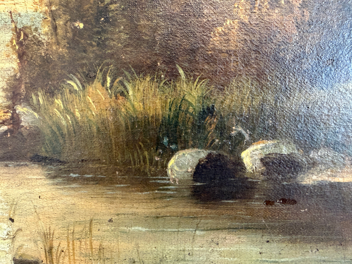 Antique European Romantic Lakeside Landscape with Windmill, attr. to H. Volpini
