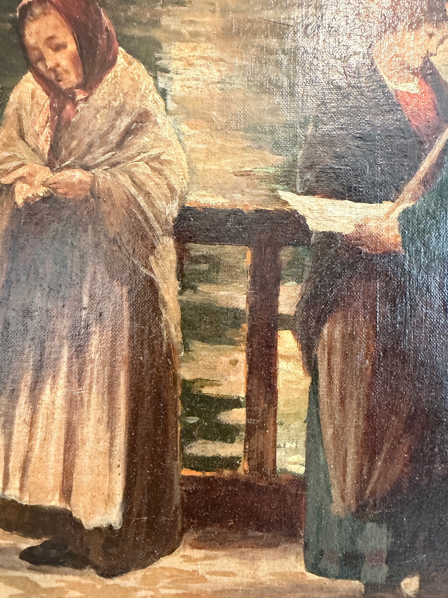 Antique 1913 Venetian/Italian School Canal Scene V. Campiniz Figures Landscape
