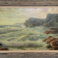 Large Vintage Coastal Seascape Oil Painting Signed Pierro Ocean Waves Framed