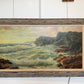 Large Vintage Coastal Seascape Oil Painting Signed Pierro Ocean Waves Framed