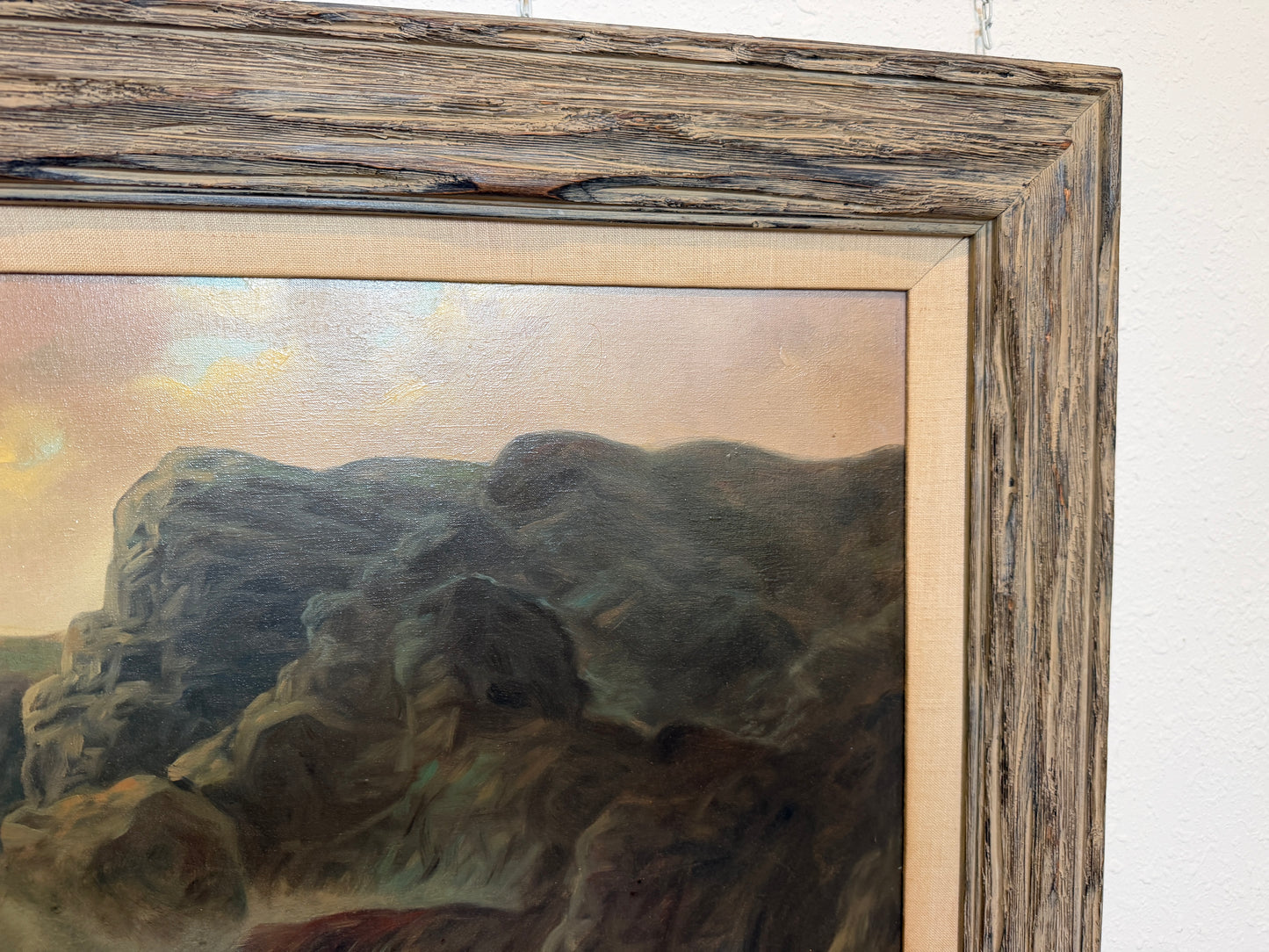 Large Vintage Coastal Seascape Oil Painting Signed Pierro Ocean Waves Framed
