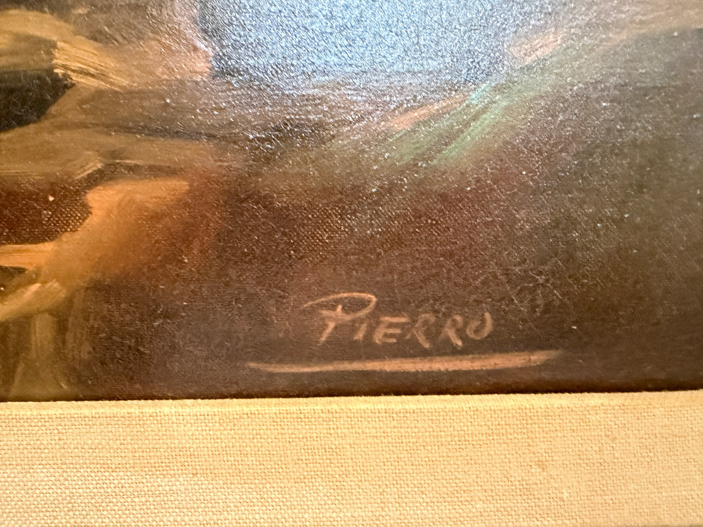 Large Vintage Coastal Seascape Oil Painting Signed Pierro Ocean Waves Framed