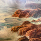 Large Vintage Coastal Seascape Oil Painting Signed Pierro Ocean Waves Framed