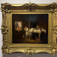 Original Antique 19th century oil painting on canvas Genre scene, Gorgeous Frame