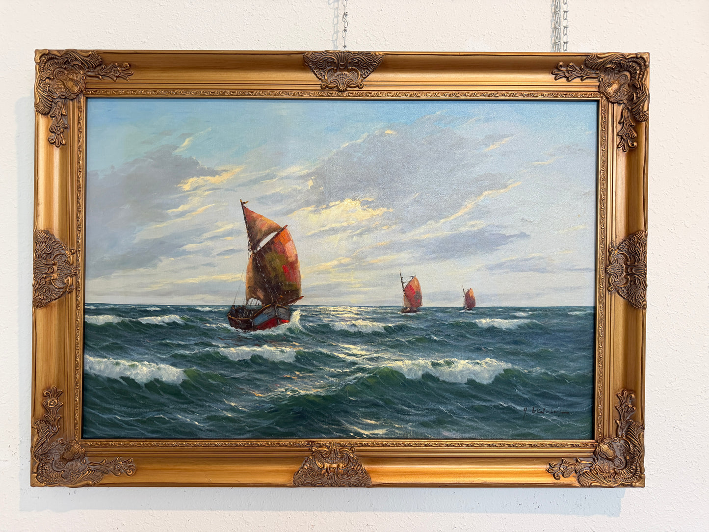 Gerhard Lukas Larsen (German 1911-1965) Oil canvas Vintage, Maritime, Seascape