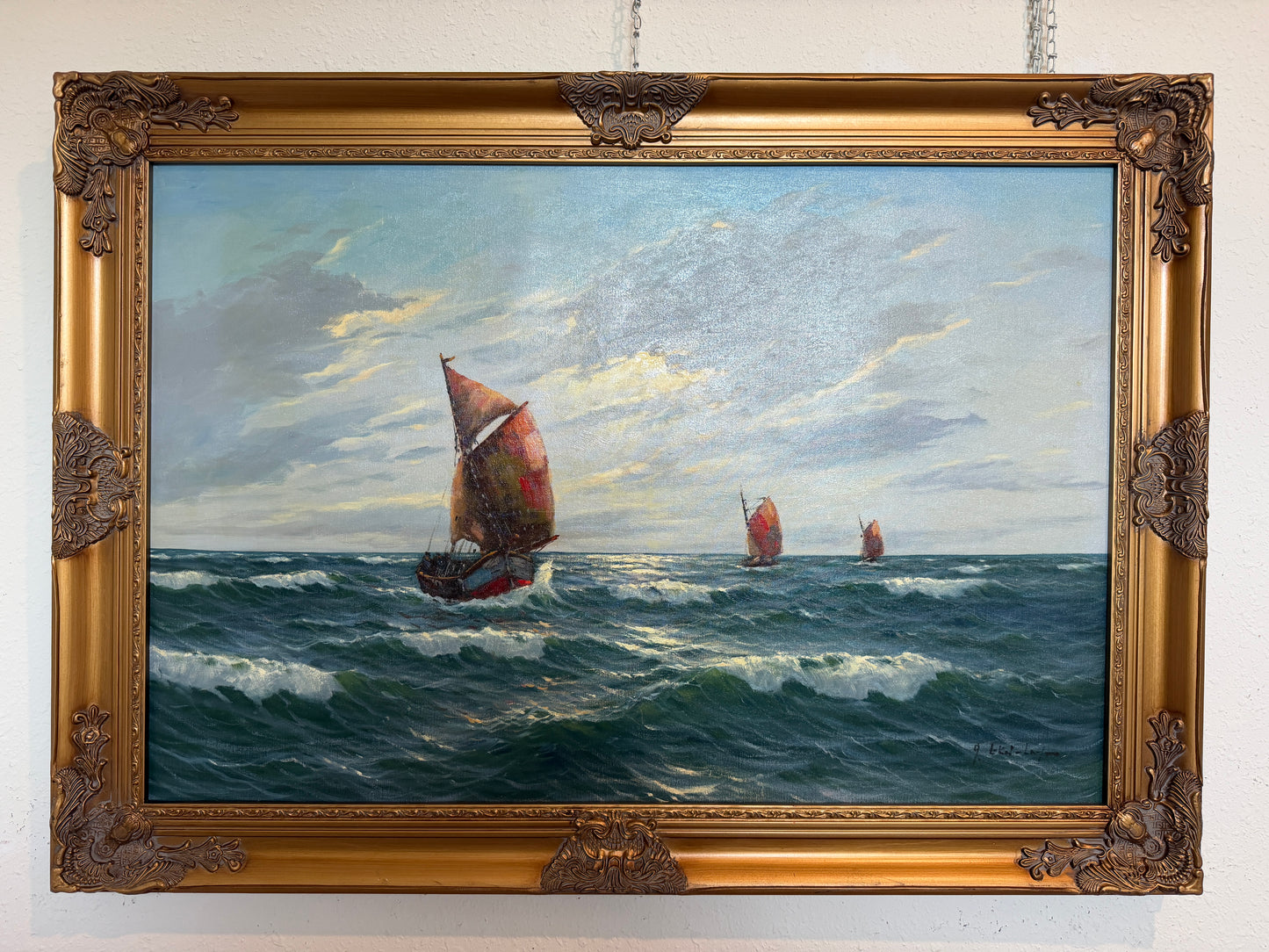 Gerhard Lukas Larsen (German 1911-1965) Oil canvas Vintage, Maritime, Seascape