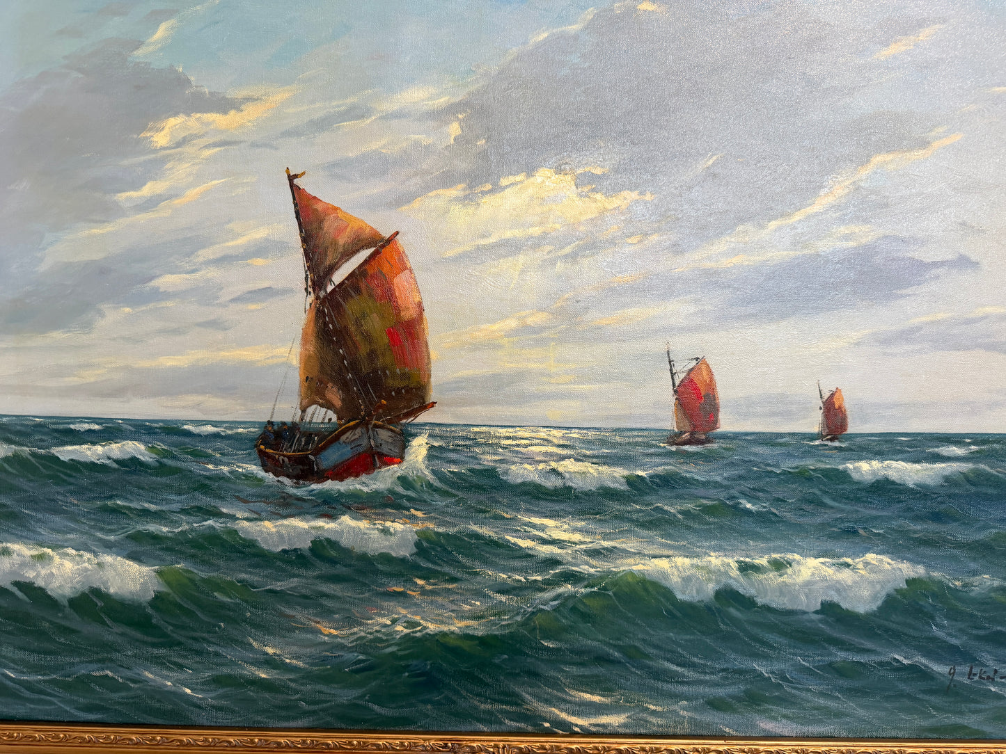 Gerhard Lukas Larsen (German 1911-1965) Oil canvas Vintage, Maritime, Seascape