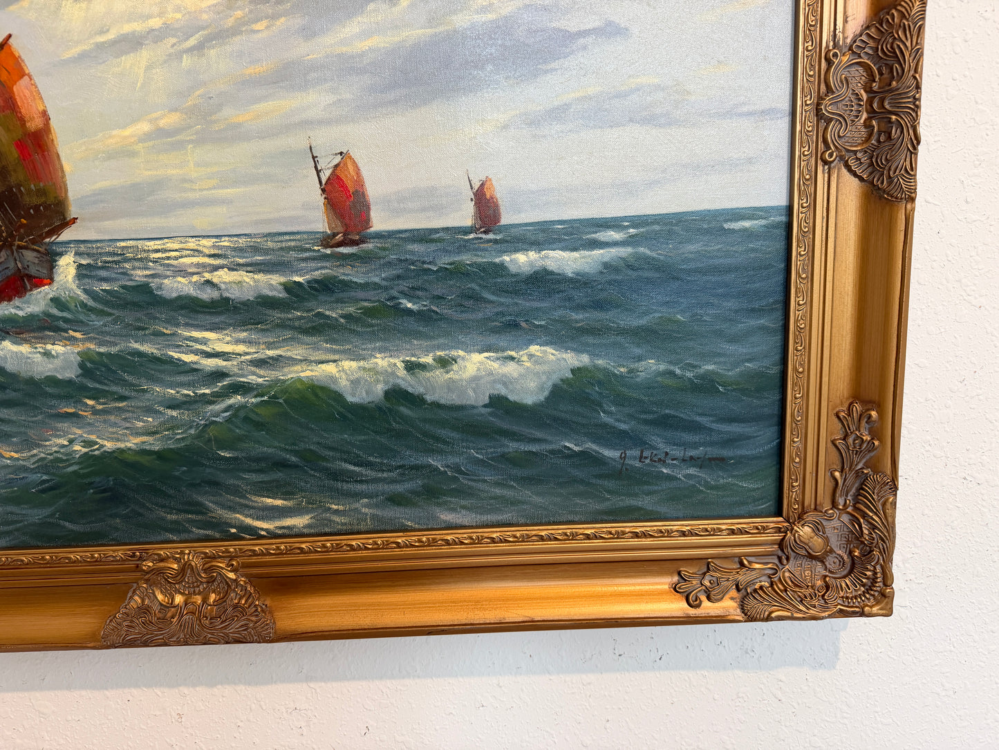 Gerhard Lukas Larsen (German 1911-1965) Oil canvas Vintage, Maritime, Seascape
