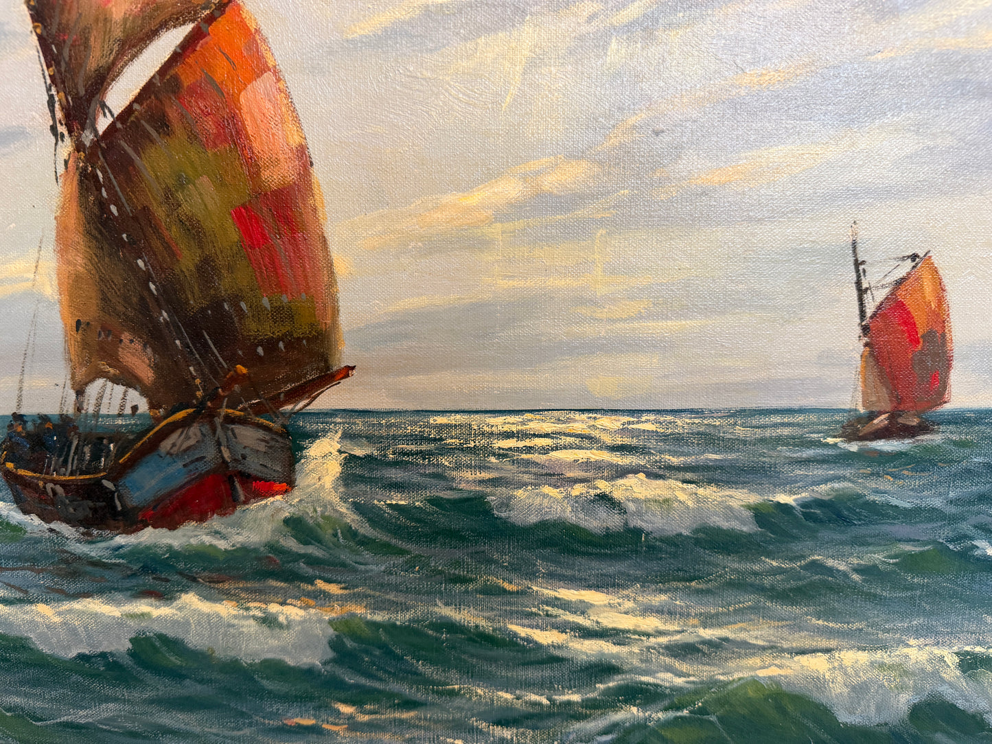 Gerhard Lukas Larsen (German 1911-1965) Oil canvas Vintage, Maritime, Seascape