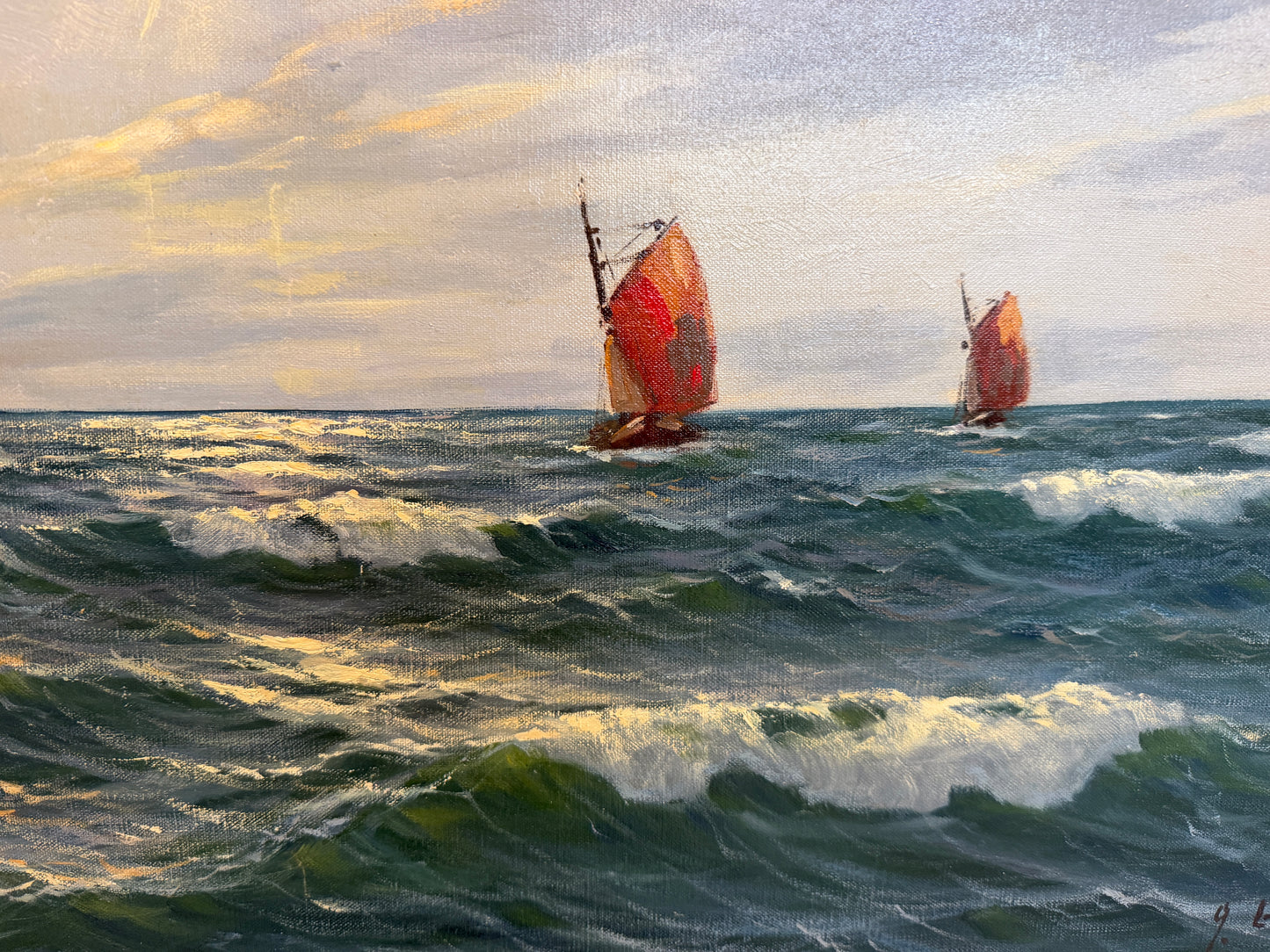 Gerhard Lukas Larsen (German 1911-1965) Oil canvas Vintage, Maritime, Seascape