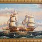 Original Marine Naval Battle Oil Painting Sailing Ships Seascape Framed, Signed