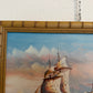 Original Marine Naval Battle Oil Painting Sailing Ships Seascape Framed, Signed