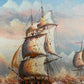 Original Marine Naval Battle Oil Painting Sailing Ships Seascape Framed, Signed