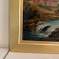 Antique Signed European Oil Painting Mid Century Genre Landscape Cottage Scene