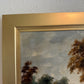 Antique Signed European Oil Painting Mid Century Genre Landscape Cottage Scene