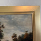 Antique Signed European Oil Painting Mid Century Genre Landscape Cottage Scene