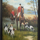 Fox Hunting Scene Oil Painting on Canvas Horses Hounds Equestrian Sporting Art