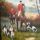 Fox Hunting Scene Oil Painting on Canvas Horses Hounds Equestrian Sporting Art